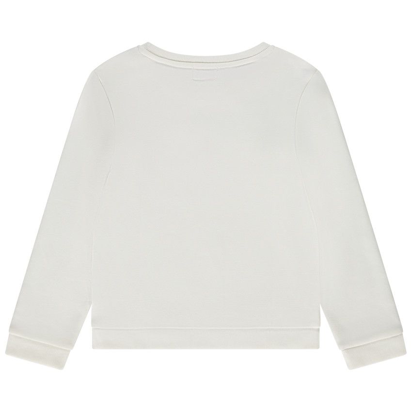 Sweat en molleton uni print fantaisie pour fille - Ecru