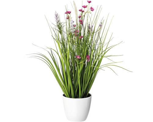 Kunstplant, bloeiende grasmix, hoogte: 46 cm, roze