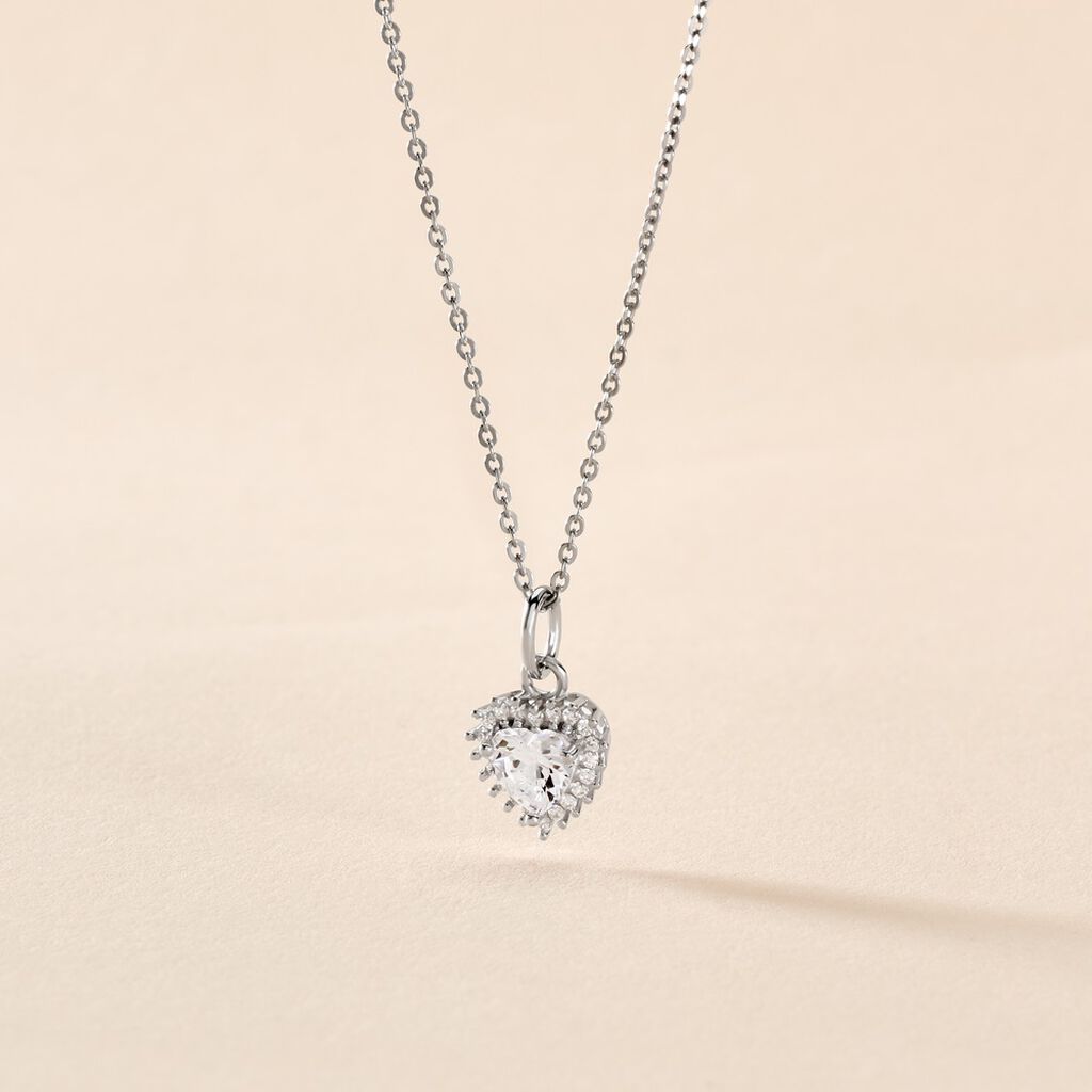 Collier Calvi Argent Blanc Oxyde De Zirconium