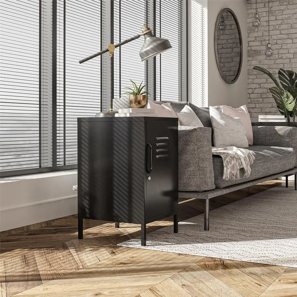 Mission District - Bijzettafel met 1 deur zwart metaal