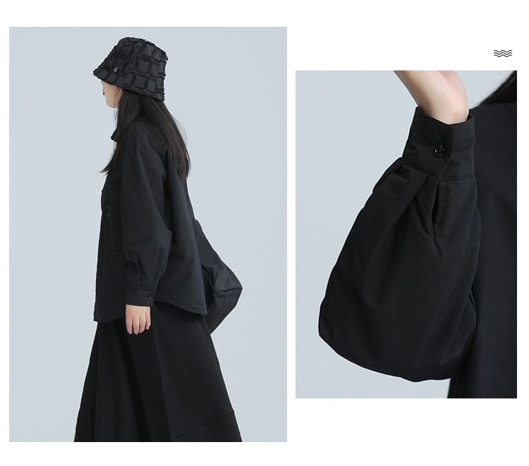 SIMPLE BLACK - Lange mouwen effen shacket