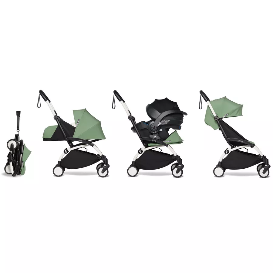 BABYZEN Kinderwagen YOYO2 0+ White mit Neugeborenenaufsatz Peppermint