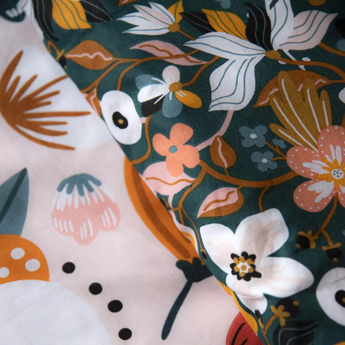 Housse de couette et deux taies enfant coton (200 x 200 cm) Champetre Multicolore