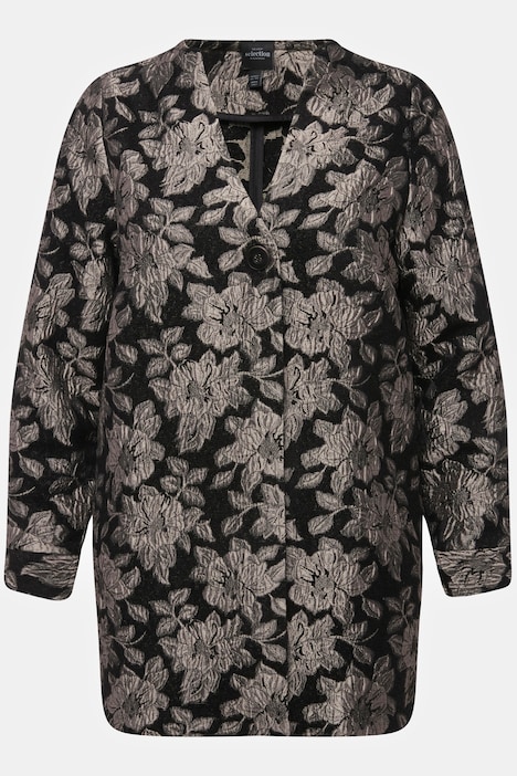Jacke, Metallic-Blüten-Jacquard, V-Ausschnitt