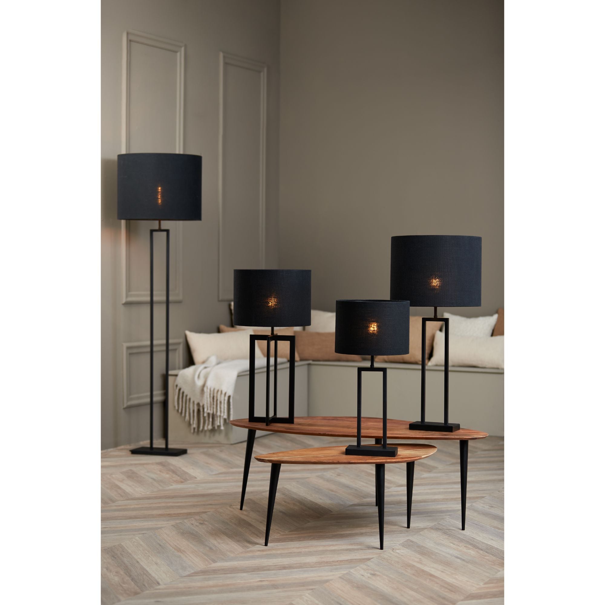 Light & Living Cilinder Lampenkap Livigno - Zwart - Ã30x21cm