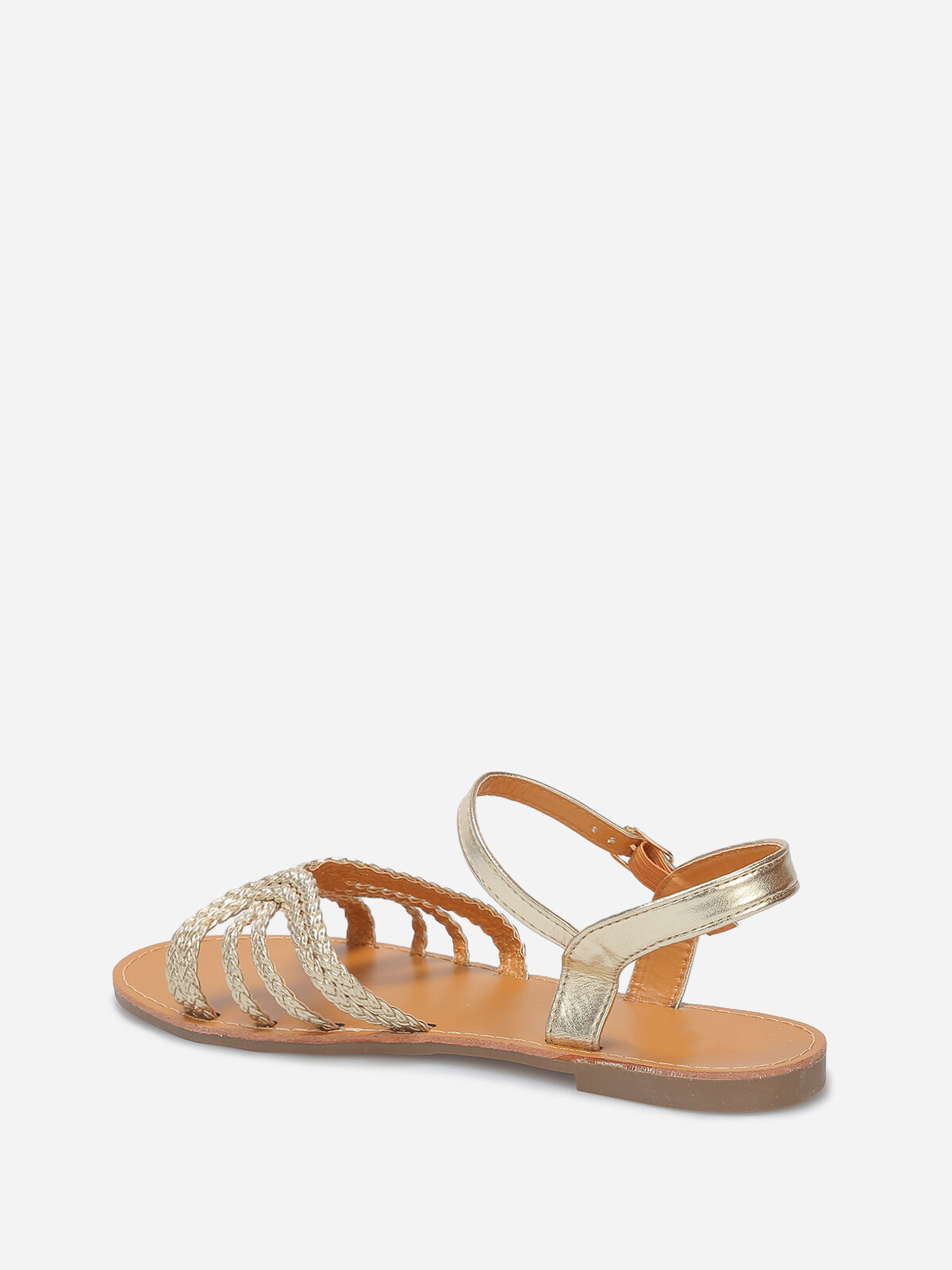 Sandales à brides tressées grandes tailles- Doré