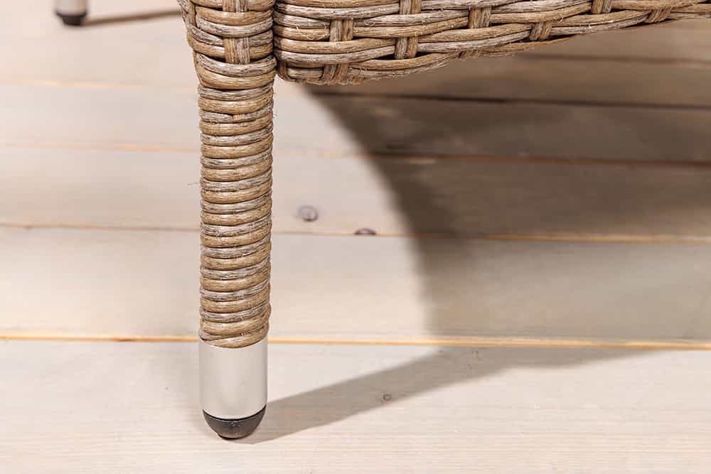 Outdoor Gartenstuhl SYLT natur beige Polyrattan Hochlehner mit Armlehne verstellbar wetterfest