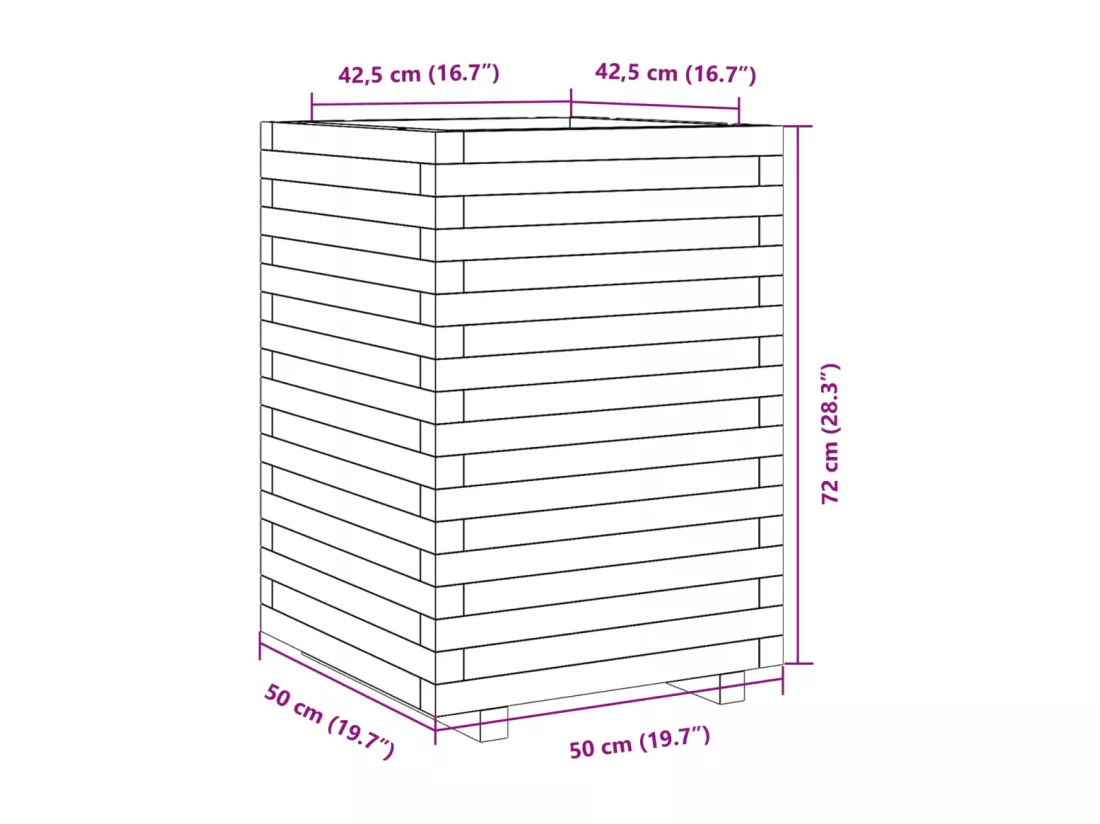 Jardinière bac lit surélevé bois marron 50 x 50 x 72 cm 02_0038465