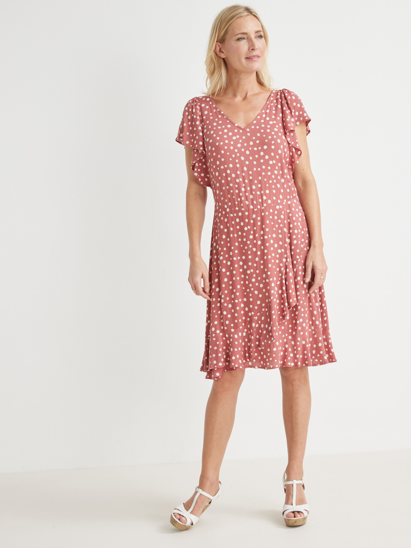 Robe volantée en crêpe fluide