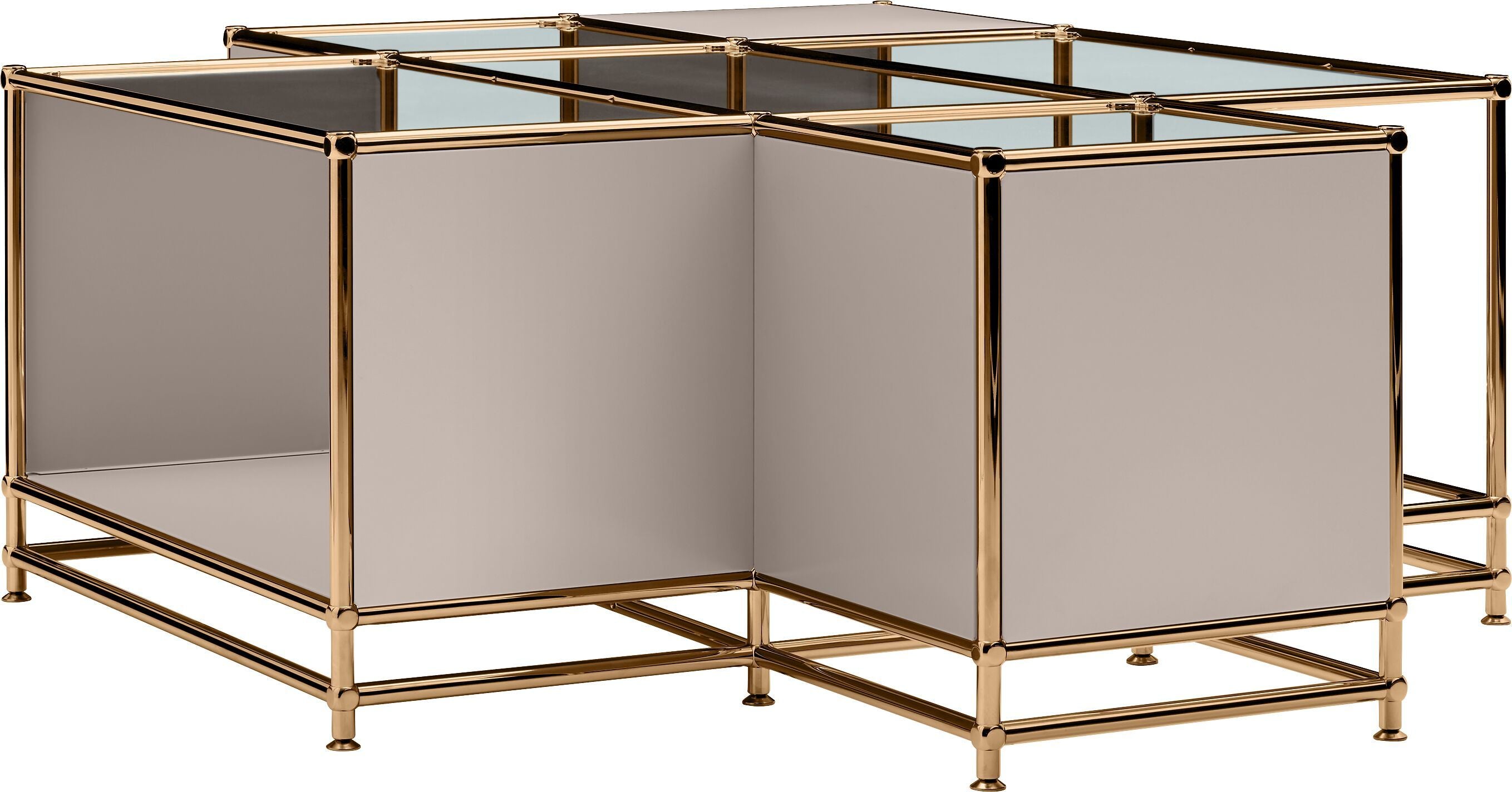FLEXCUBE_Salontisch_Glas_taup/kupfer_152 - Taupe / B: 152.5 cm x T: 115.0 cm x H: 49.0 cm