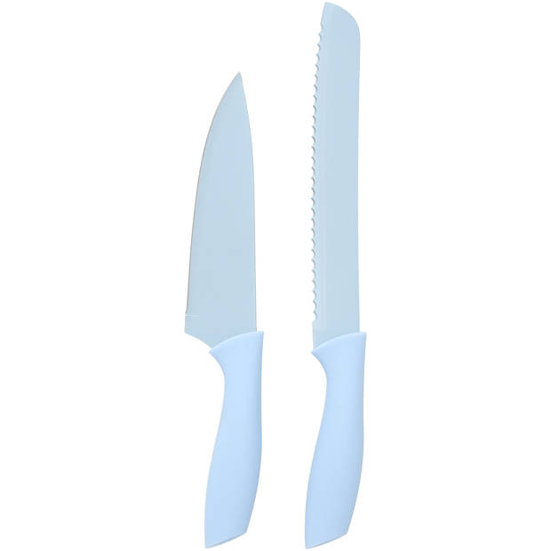 Blokker Soft Shades koksmes en broodmes blauw - set van 2