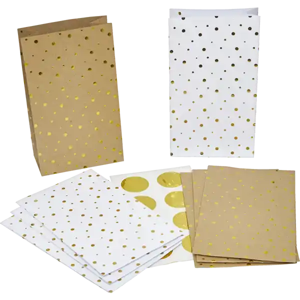 8er Set Papiertüten bunt mit Stickern