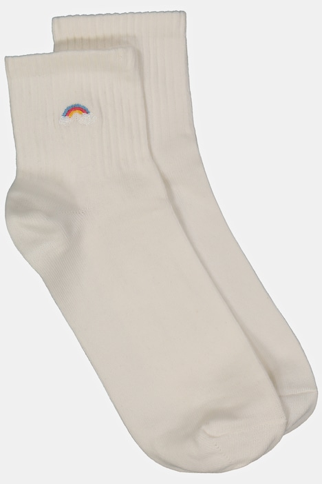 Kurzschaft-Socken, Regenbogen-Stickerei
