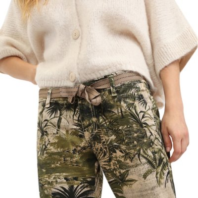 Pantalon femme Chino Imprime Avec Ceinture PLEASE