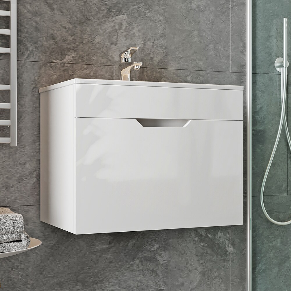 Vicco Waschbecken mit Unterschrank Stefania 60 cm breit, Waschtisch hängend Weiß