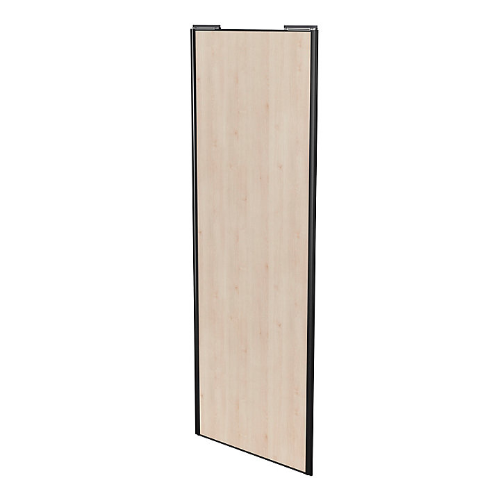 Porte de placard coulissante effet chêne clair profil noir GoodHome Arius H. 248,5 x L. 92.2 cm + amortisseurs