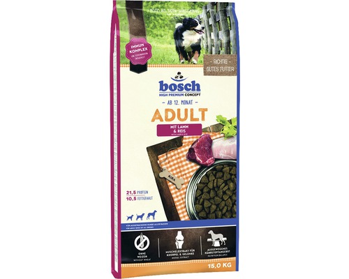 Bosch Adult droog hondenvoer, lam en rijst, 15 kg