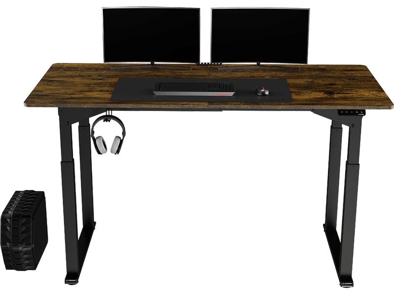 Ultradesk Gaming Tisch Uplift Braun/Schwarz Robuster Gaming-Tisch mit elektrischer und stufenloser Höhenverstellung