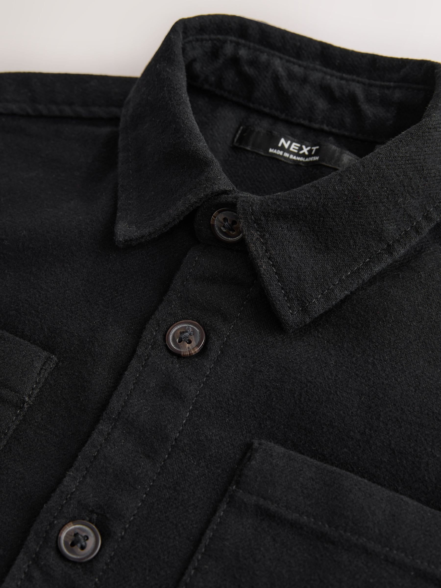 Zwart - Geborsteld overshirt (3-16jr)