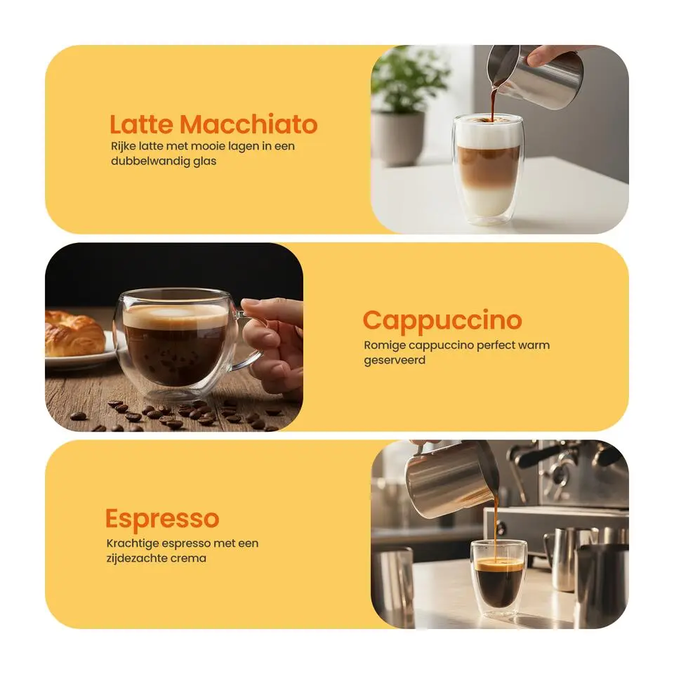 Goliving Dubbelwandige Koffieglazen - Kopjes - Glazen - Set Van 6