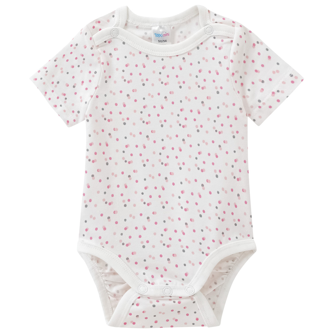 Topomini 2 Baby Bodys in verschiedenen Dessins rosa / weiss