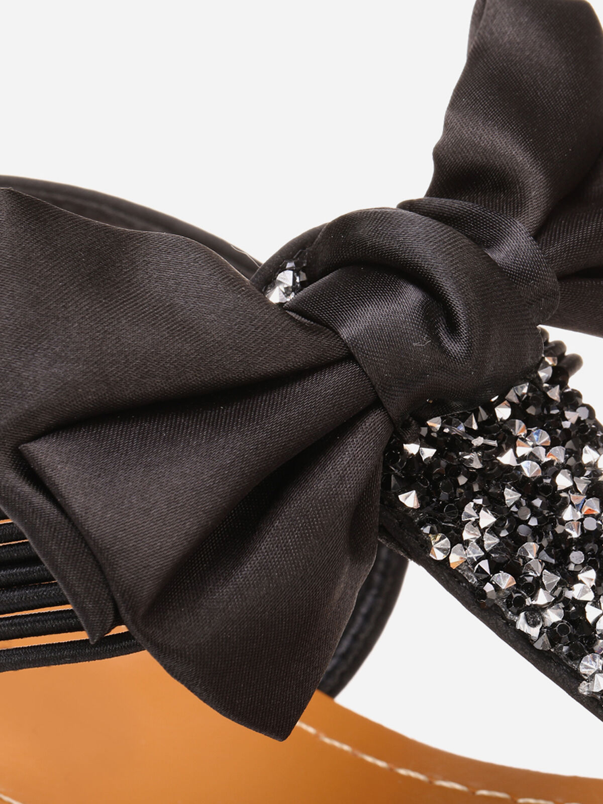 Sandales à strass et noeud- Noir