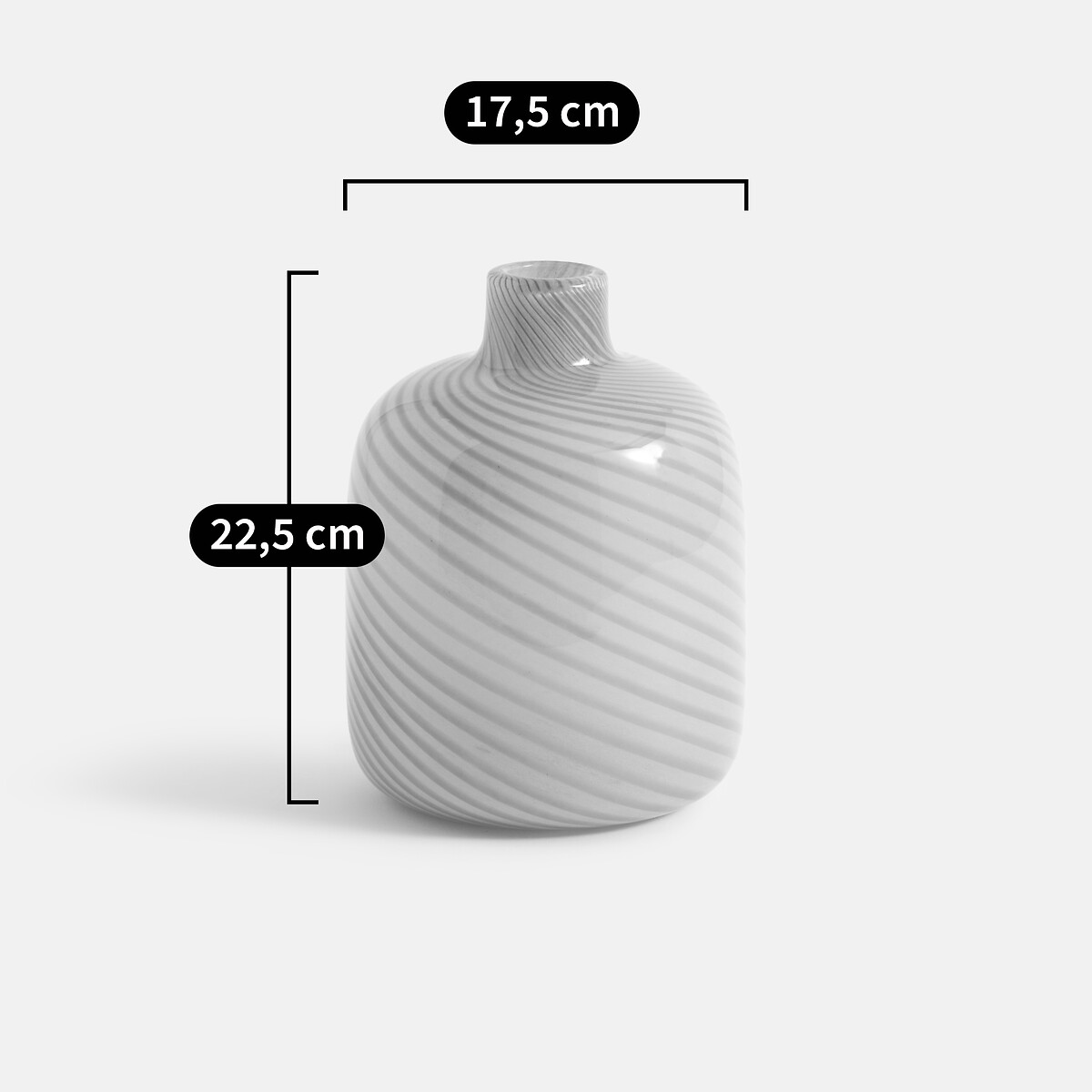 LA REDOUTE INTERIEURS<br>Vaso de vidro listrado, Alt.22,5 cm Olios
