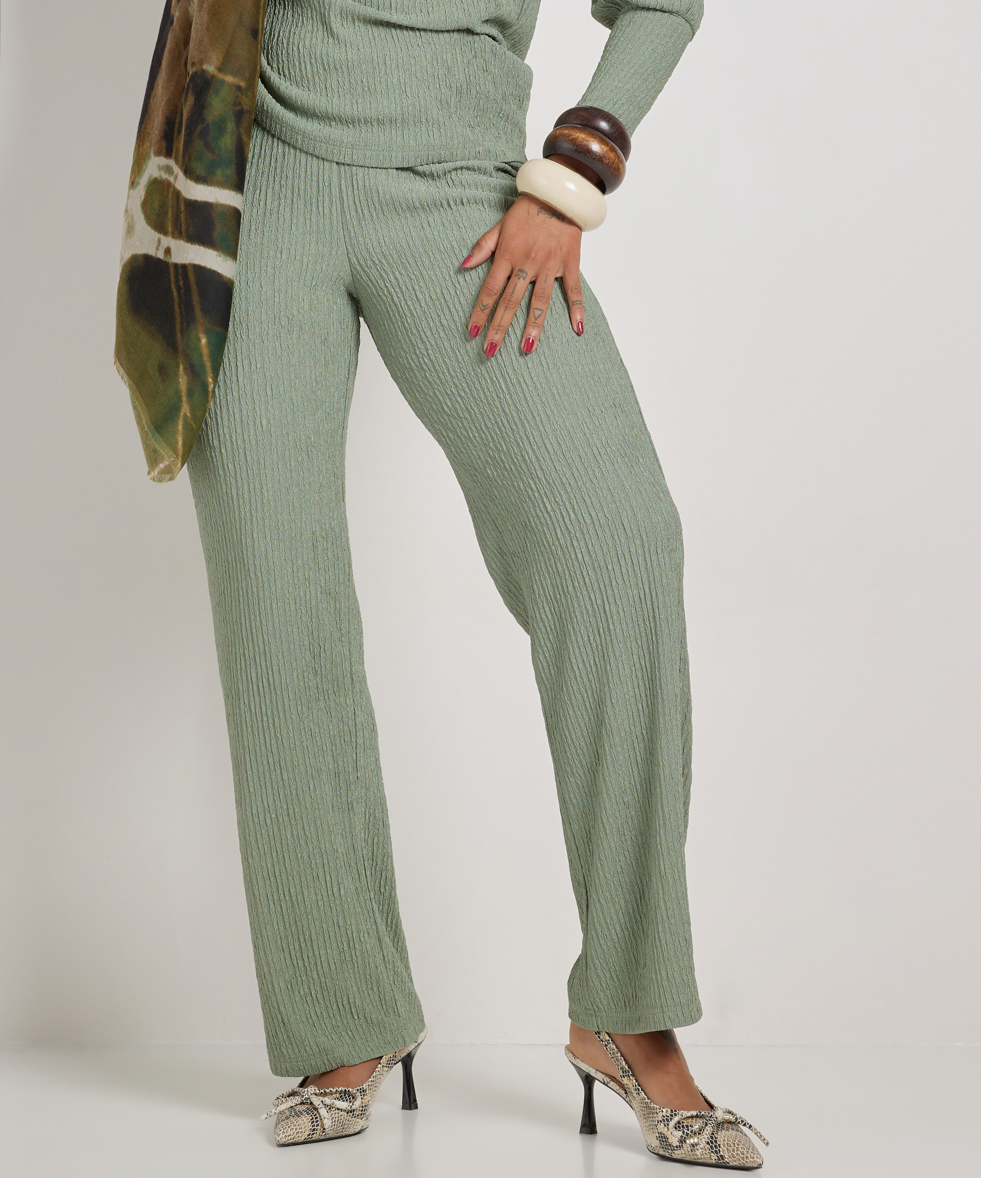 wide fit broek crinckle uni