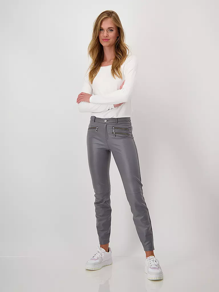MONARI Hose in Lederoptik grau