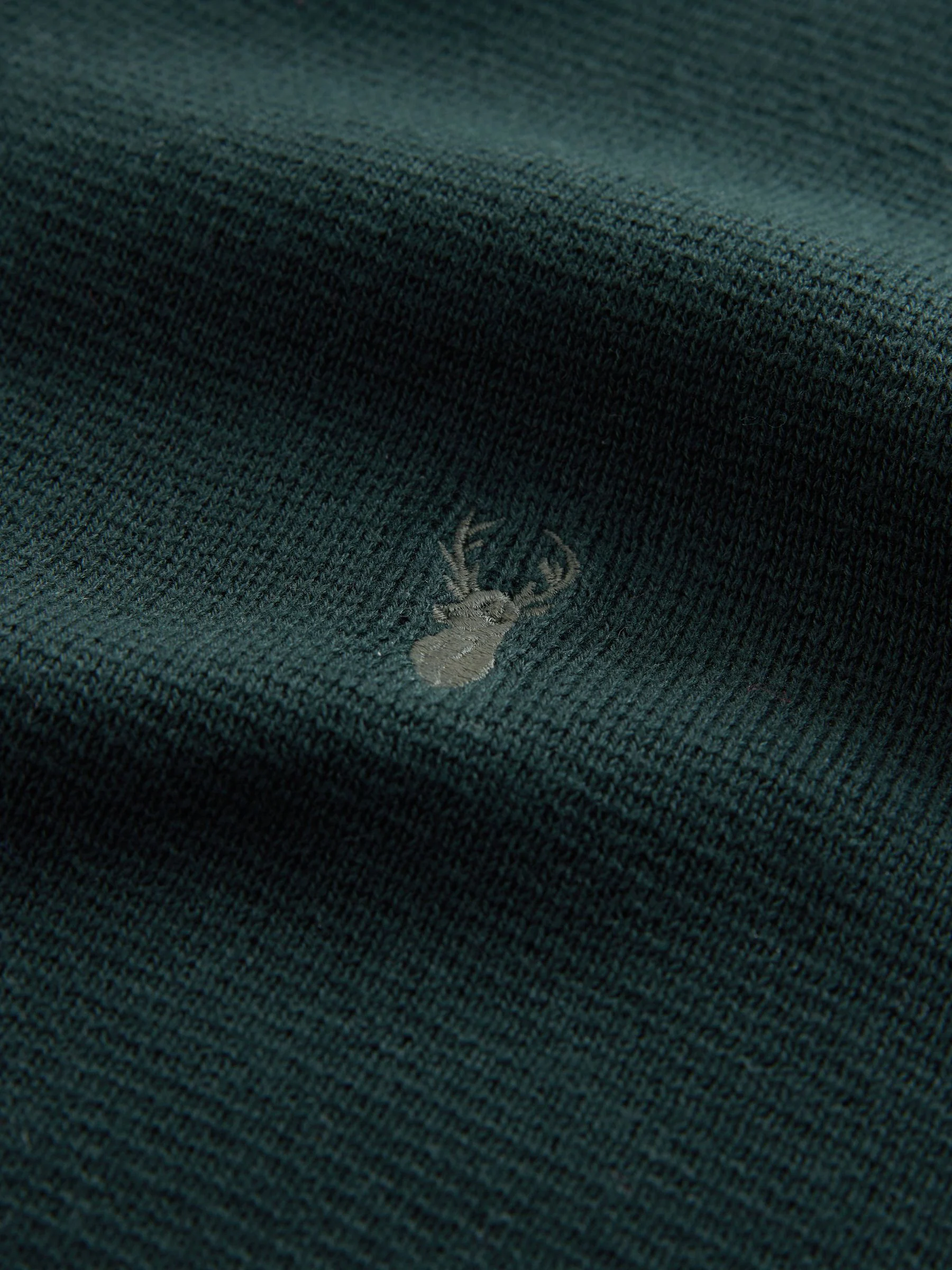 Donkergroen - Hertlogo - Regular fit 100% katoenen premium trui met korte rits