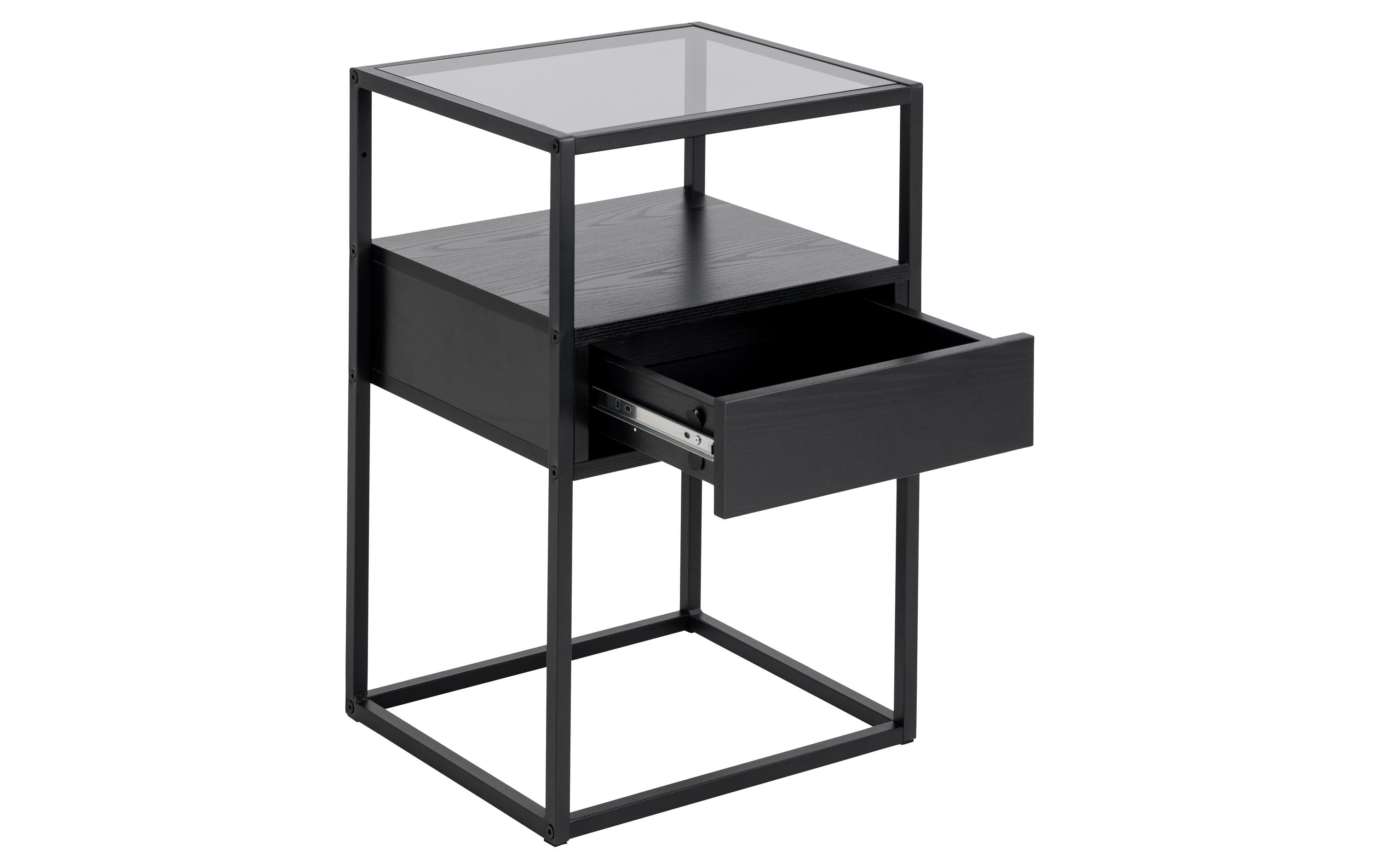Nachttisch Randolf 40 x 35 x 60 cm, SchwarzNachtschrank