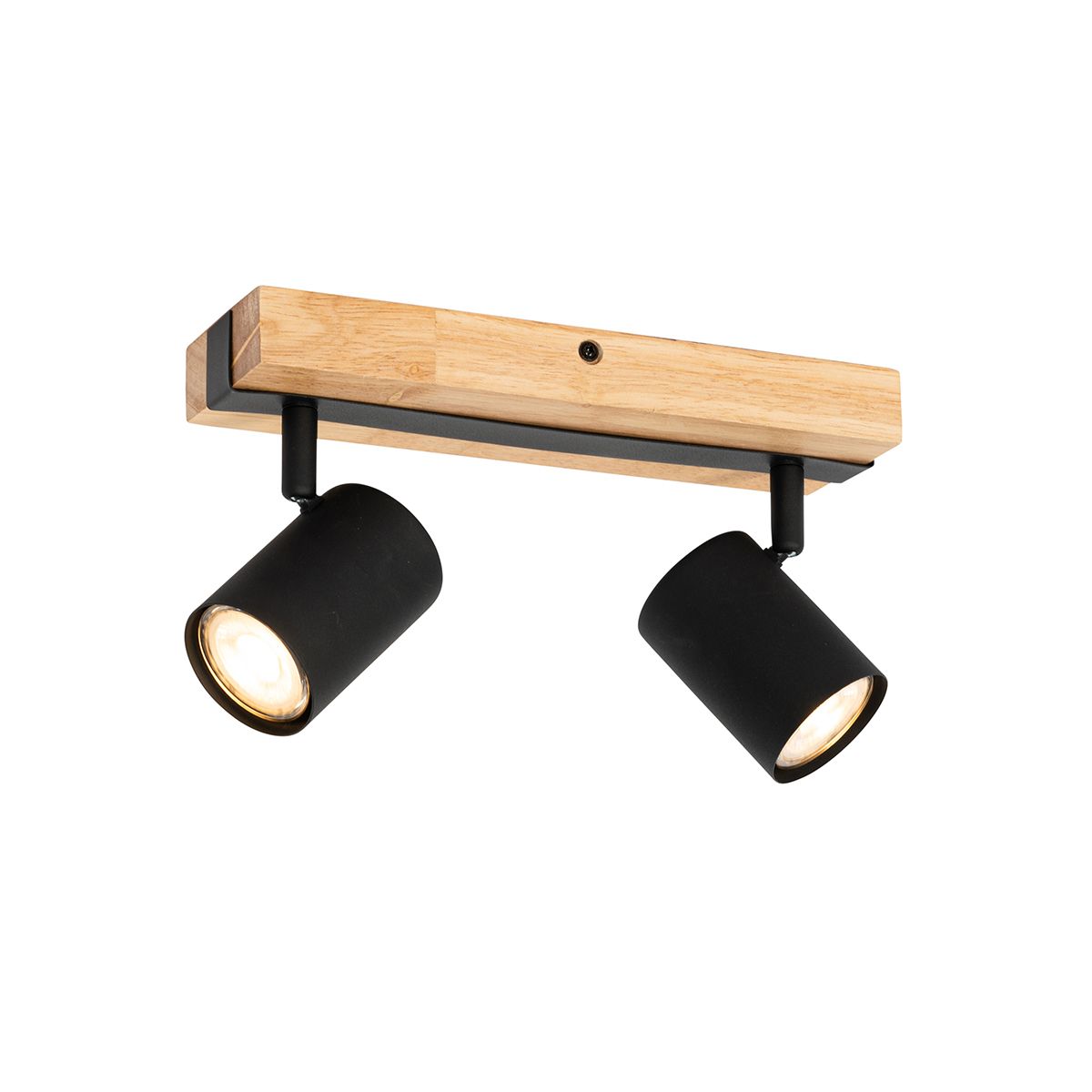 Smart plafondspot zwart met hout 2-lichts draai- en kantelbaar incl. Wifi GU10 50mm - Jeana