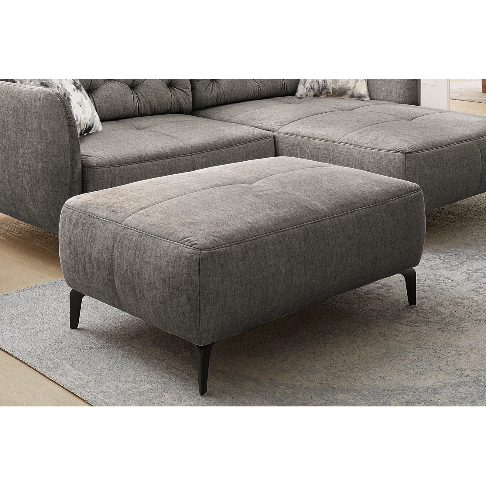 Hocker Oslo Stoff Velours-Optik grau