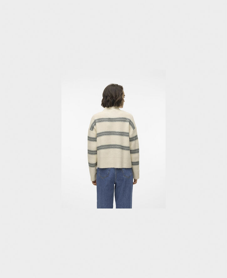 Vero Moda VMDAZZLE LS HIGHNECK PULLOVER GA BO Birch/w. balsam green