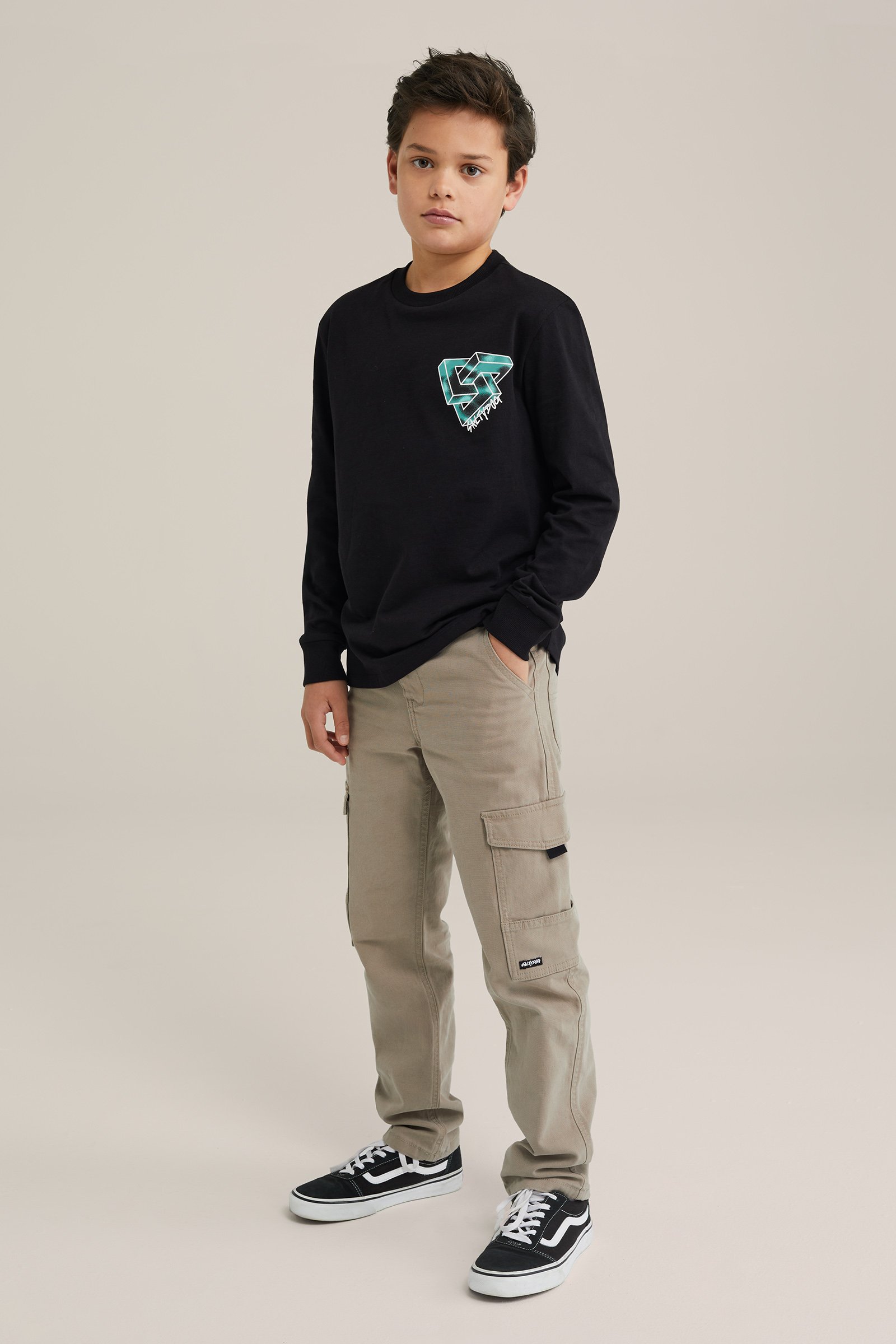 Jongens T-shirt met opdruk WE Fashion Zwart