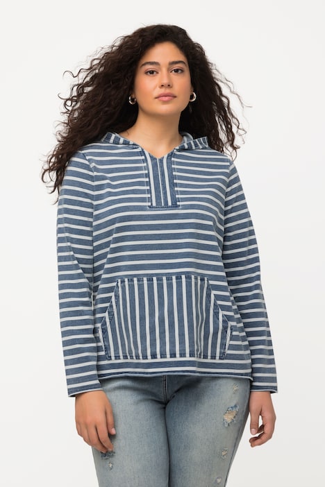 Hoodie, Streifen, Knebelknöpfe, Kapuze, Langarm