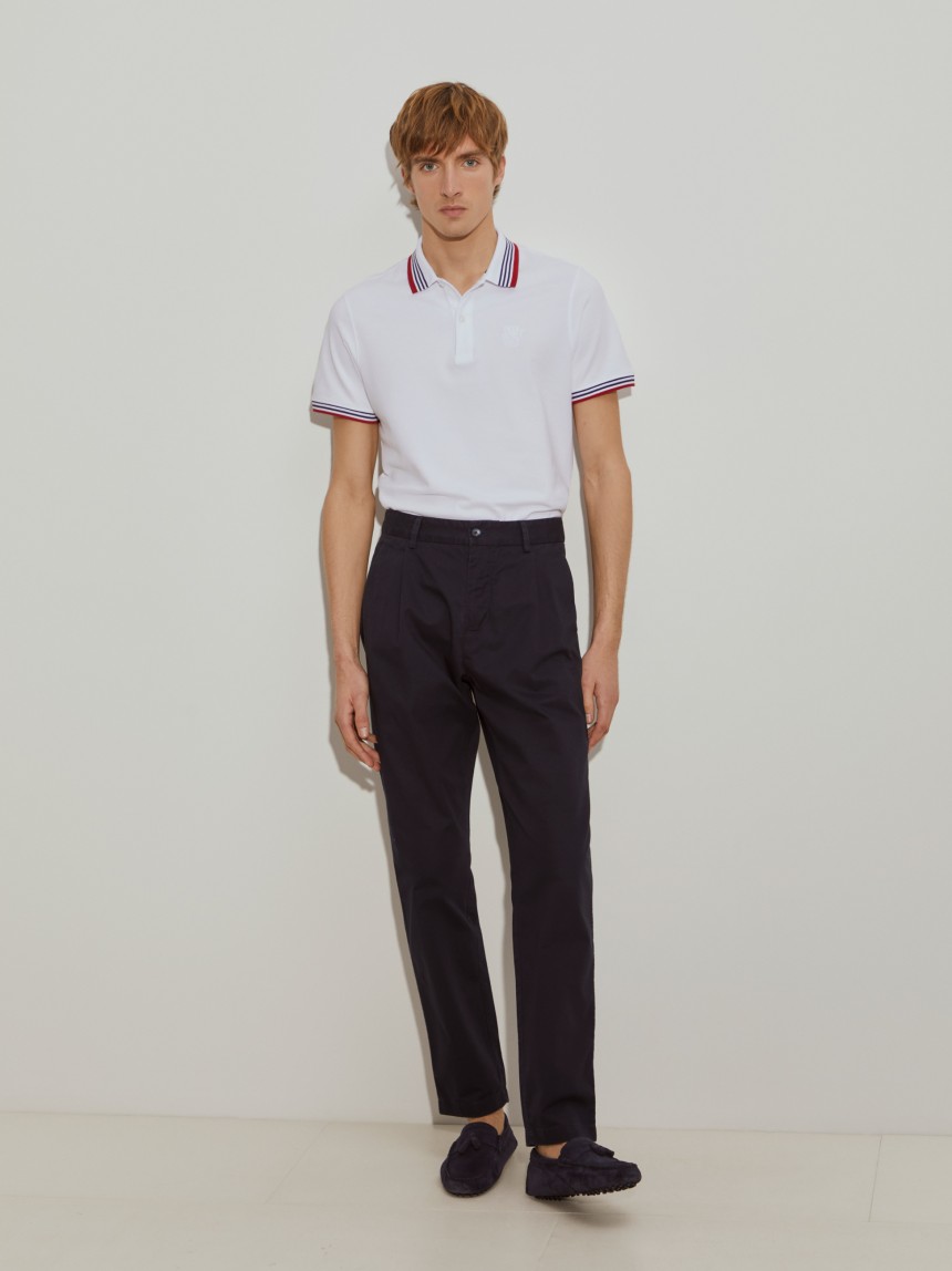 Polo piqué slim fit com riscas