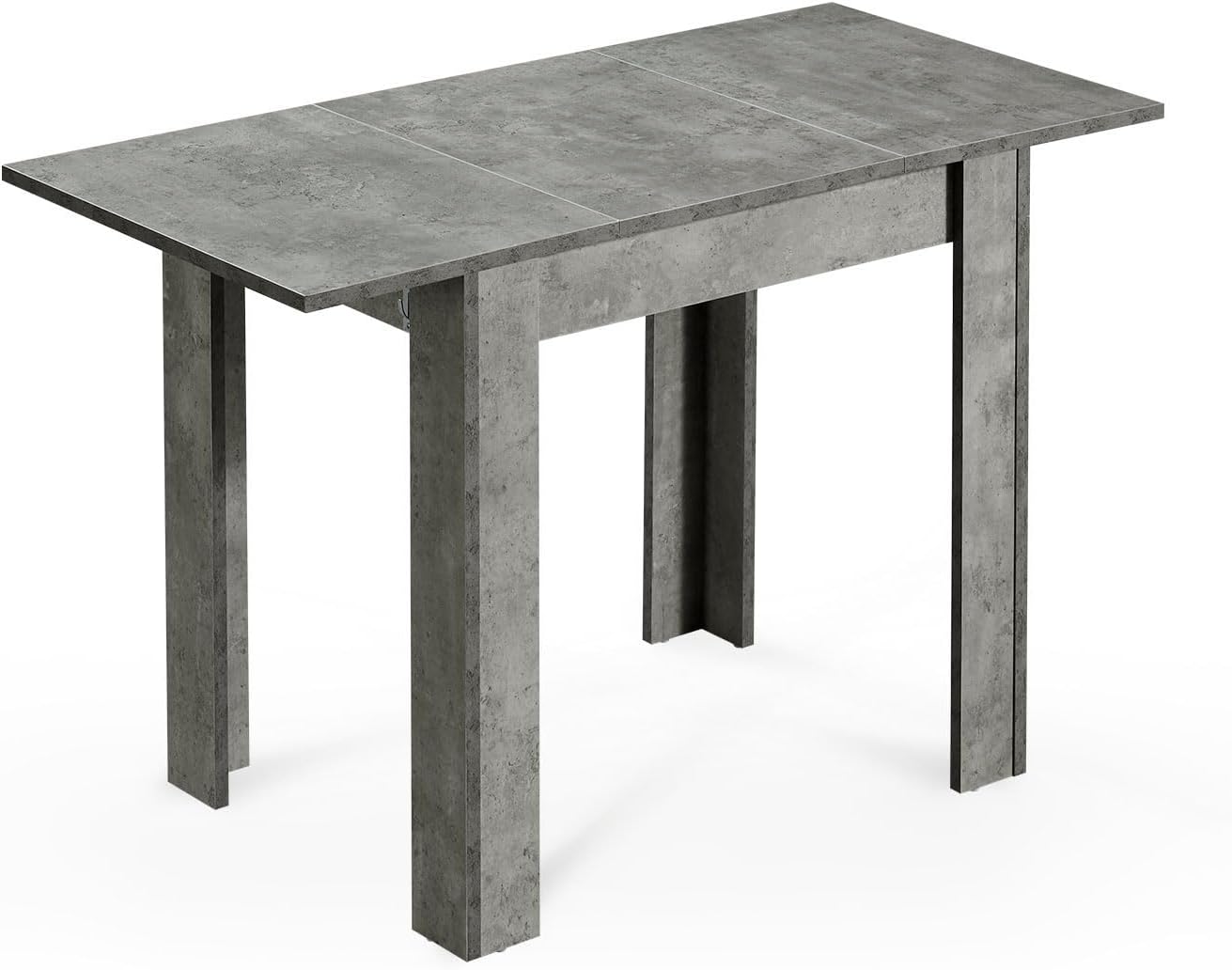 B&D home® LIVIUS Esstisch, ausziehbar 80–120 x 60 cm – moderner Küchentisch in Beton Optik, platzsparend mit integrierter Aufbewahrung für Einlegeplatten, Holztisch für Küche & Esszimmer