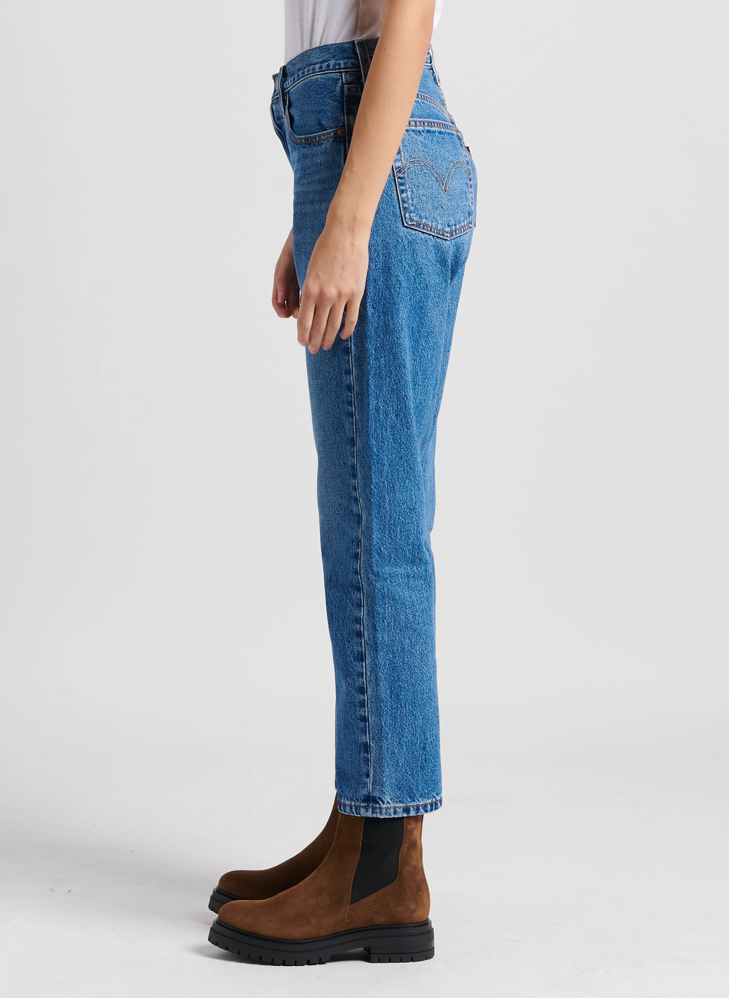 501 CROP - Jean droit cropped en coton | Jean Délavé