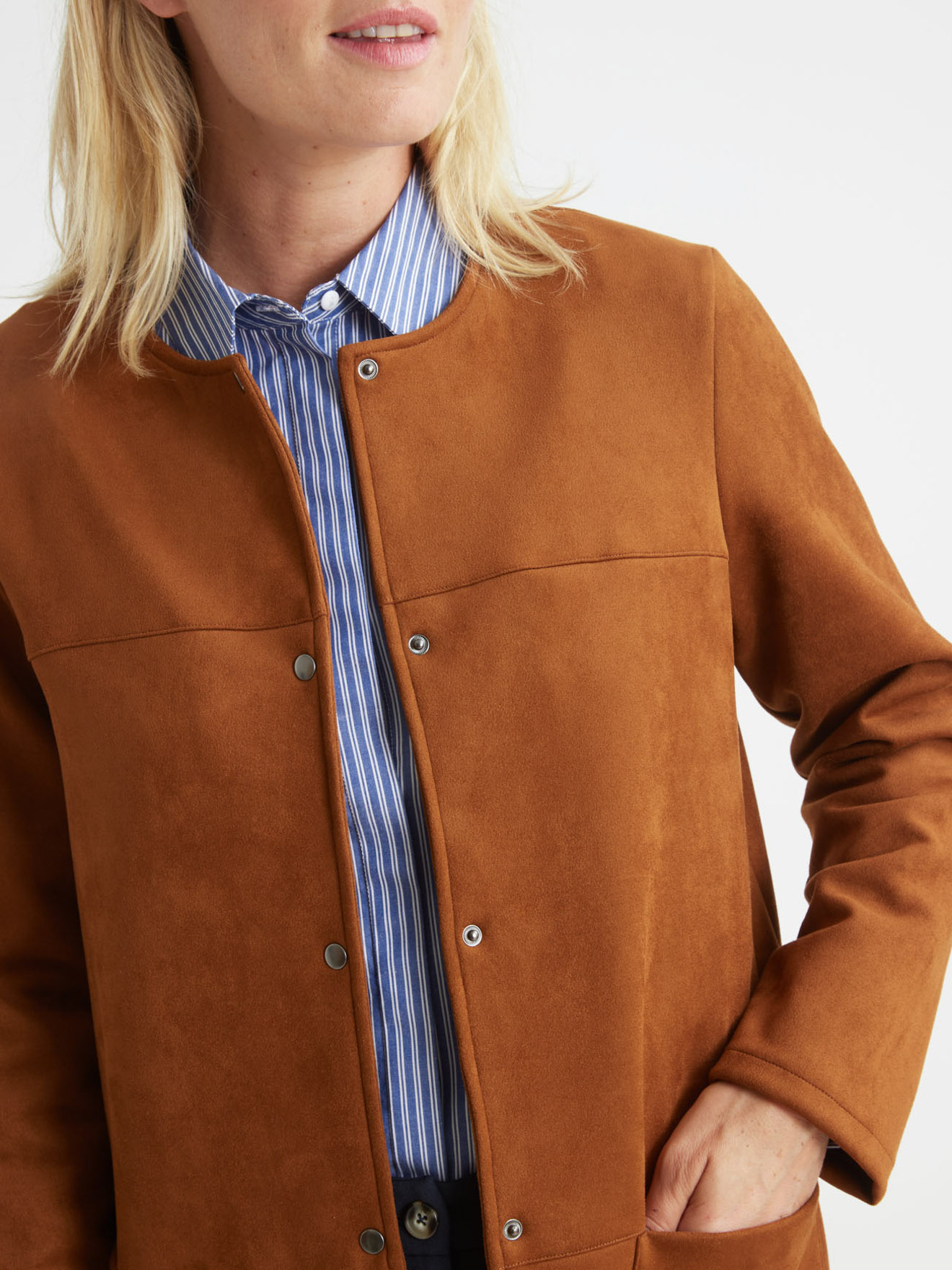 Veste droite longue en suédine