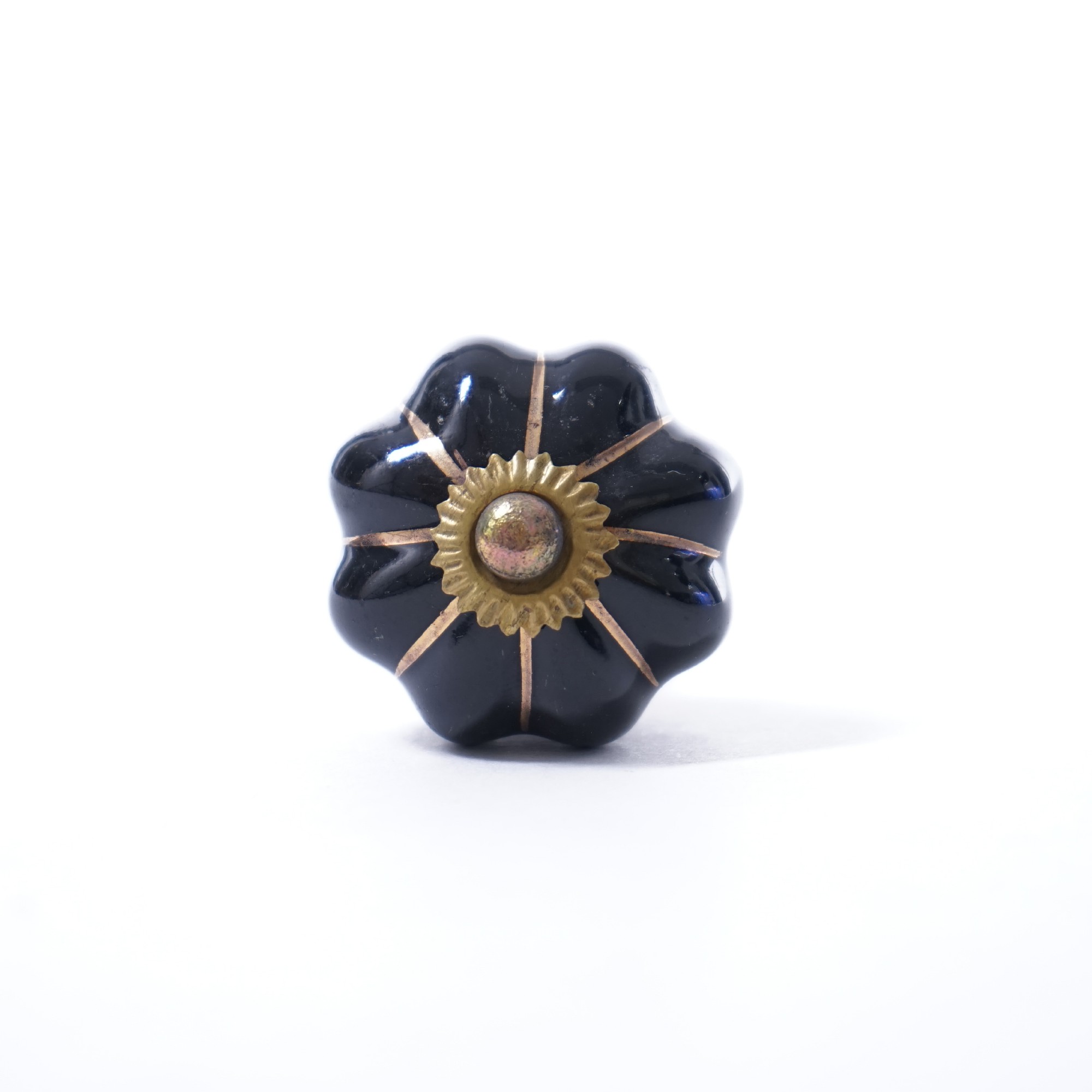 Keramik Möbelknopf 'Blume', handglasiert, schwarz, Ø 3,5 cm günstig bestellen
