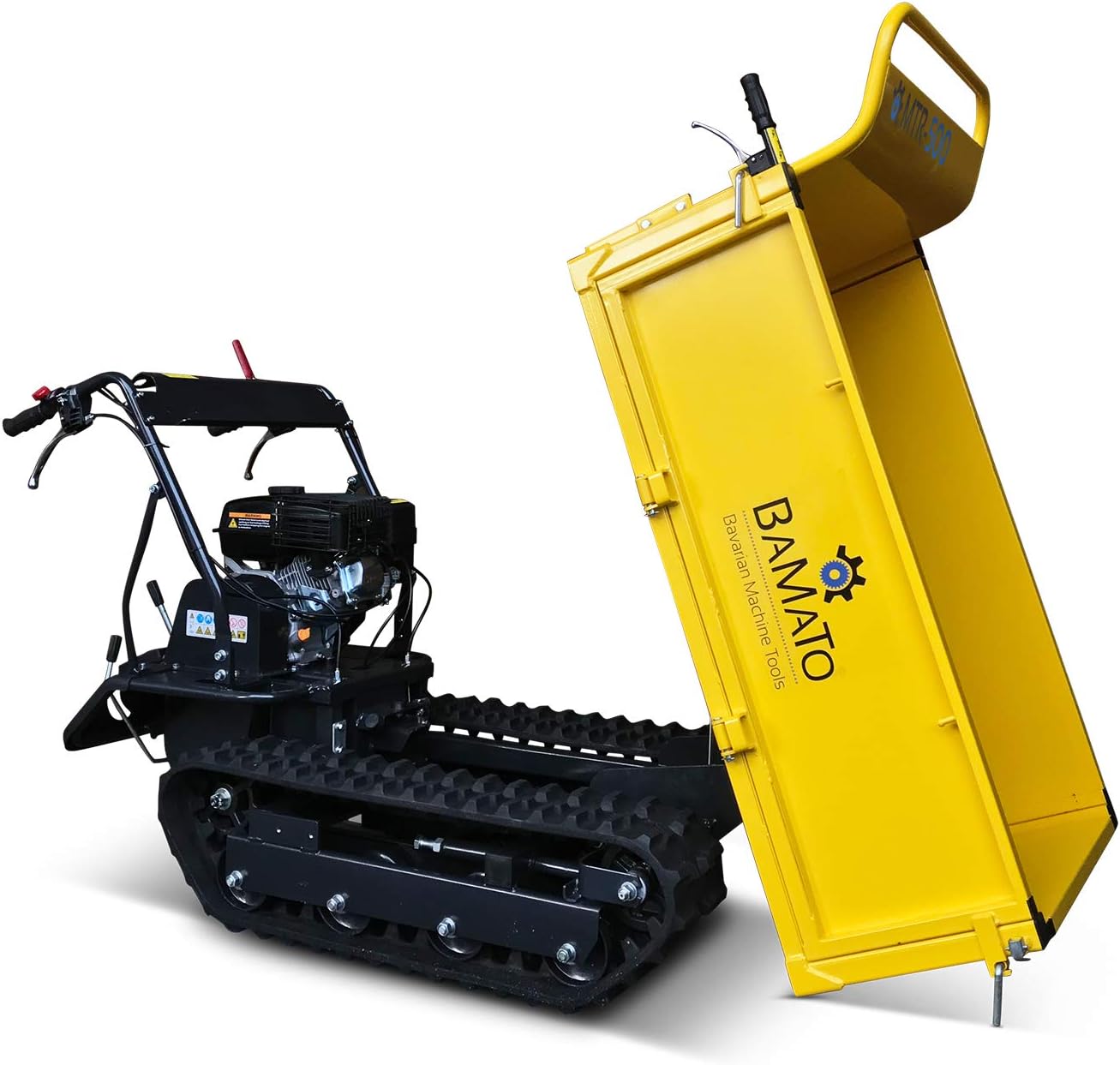 BAMATO Mini-Raupendumper MTR-500 / Gelb, Zuladung: bis 500 kg, kraftvoller 6,5 PS Motor, 6 Vorwärts- und 2 Rückwärtsgänge