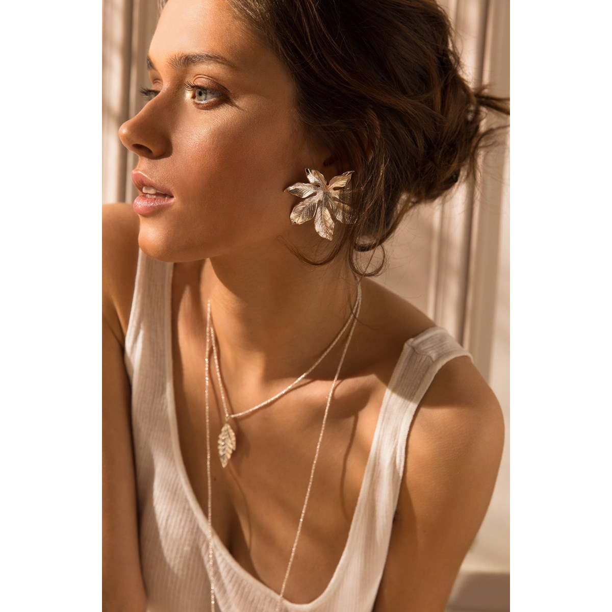 maxi boucles d'oreilles puces fleurs plaqué argent - CHLORIS
