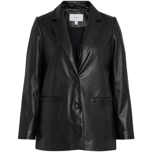 Vila - VINILLE COATED LOOSE BLAZER Negro