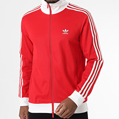 Veste Zippée A Bandes Beckenbauer IM4511 Rouge Blanc
