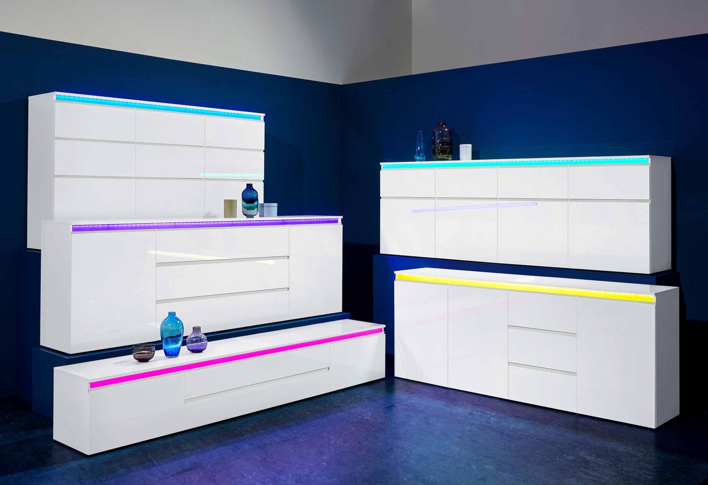 INOSIGN Lowboard »Magic,Lowboard,TV-Kommode,TV-Möbel,TV-Bank« mit 2 Türen und 2 Schubkästen (B/T/H) 240x40x40 cm