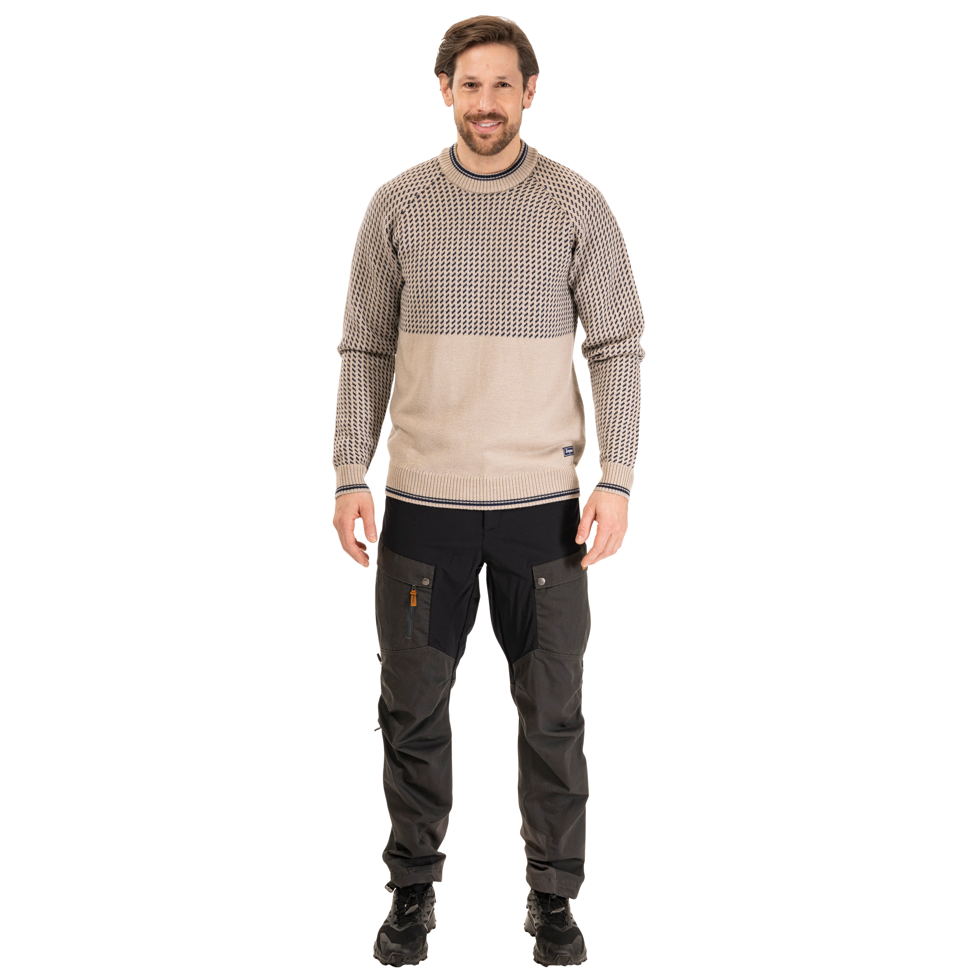 Alvdal Wool Jumper Men Sandstone / Navy Blue