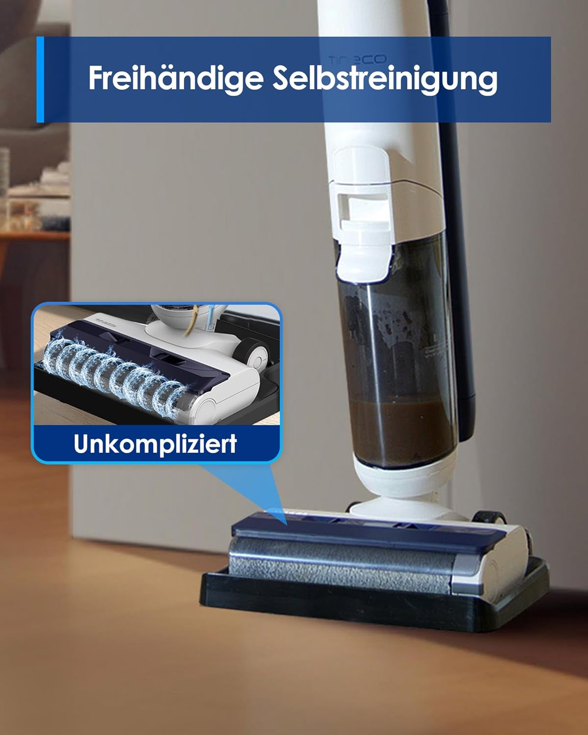 Tineco iFLOOR 5 Breeze Complete Nass Trockensauger, EIN-Schritt-Reinigung für Hartböden, Kantenreinigung