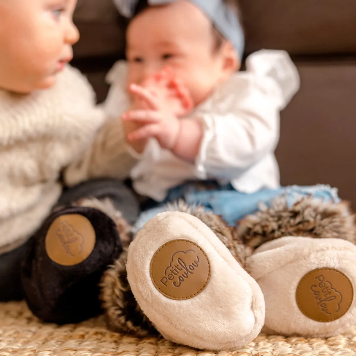 Petit Coulou Bottines d'hiver pour bébé Crème 0-6mois