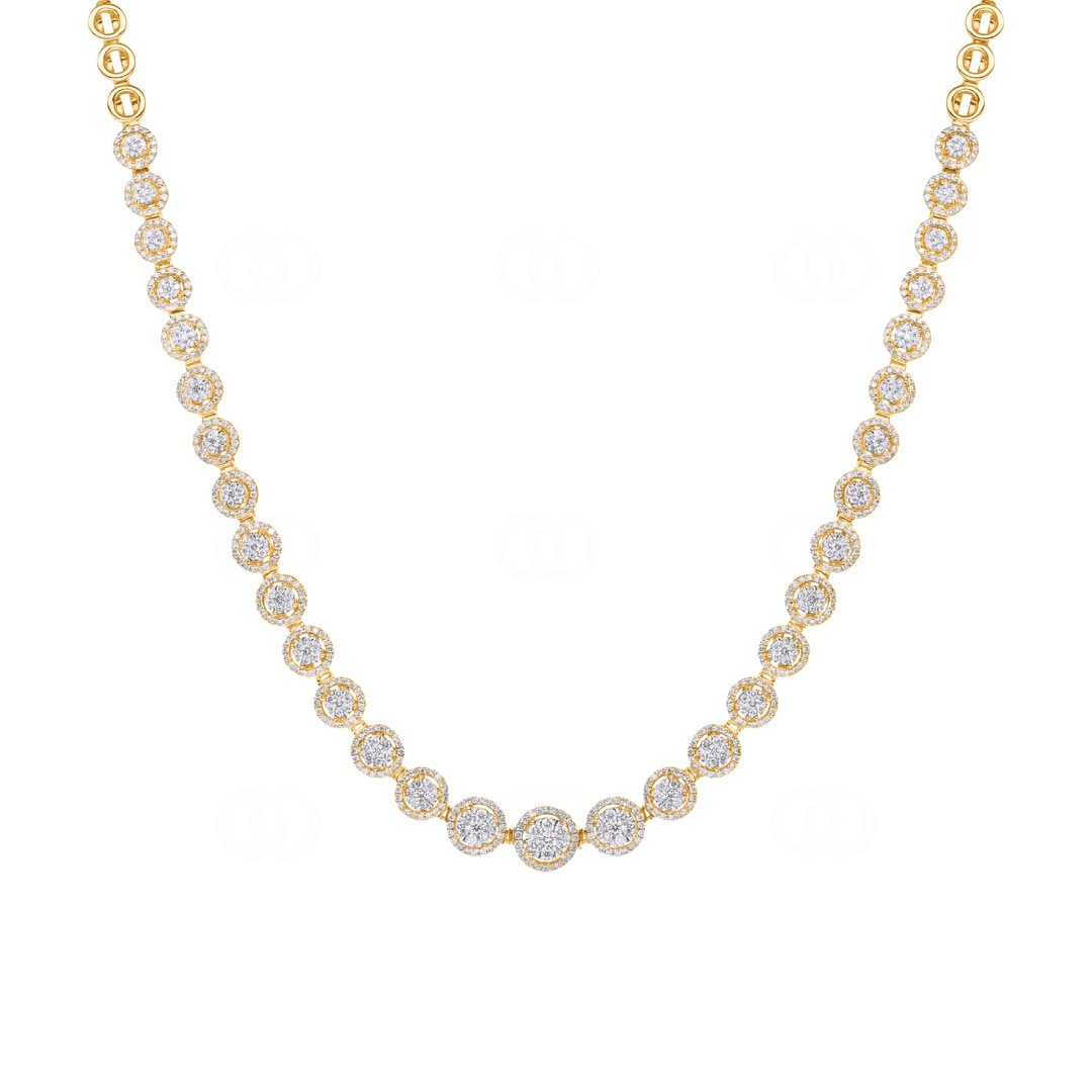 3.00 Karat Halo Diamantencollier 750/18 K Gelbgold